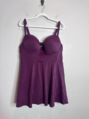 Torrid 2 F Purple Swim Dress Underwire Bust Flowy Plus Size Swimwear Vacation